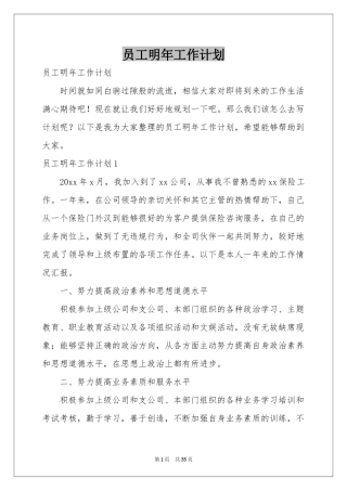 员工明年工作参考计划