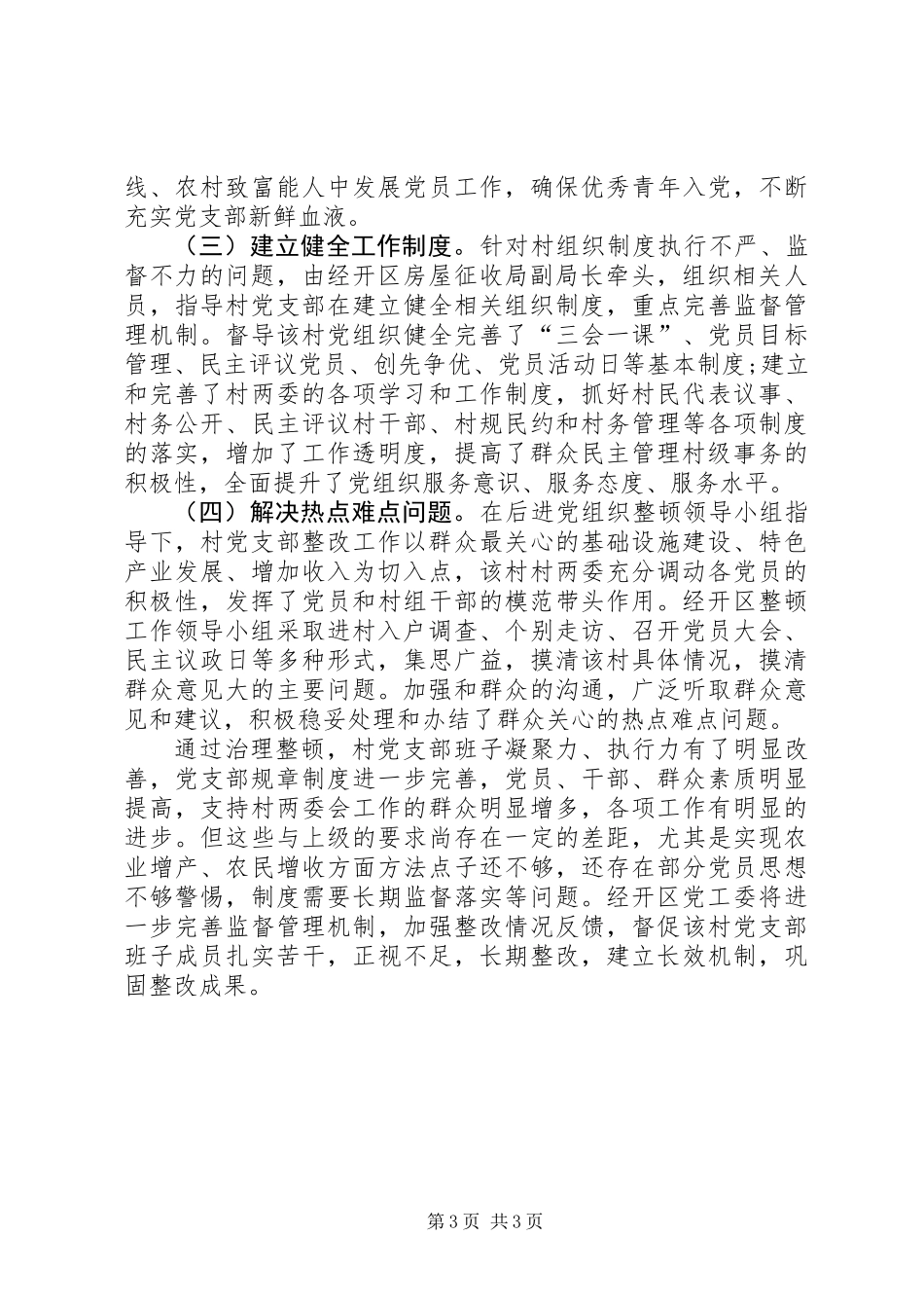 XX年后进村党组织整顿工作总结_第3页