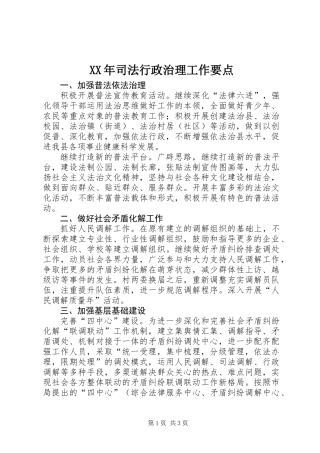 XX年司法行政治理工作要点