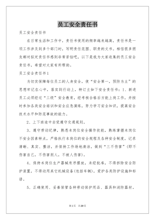 员工安全责任书