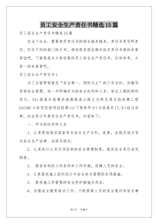 员工安全生产责任书精选15篇