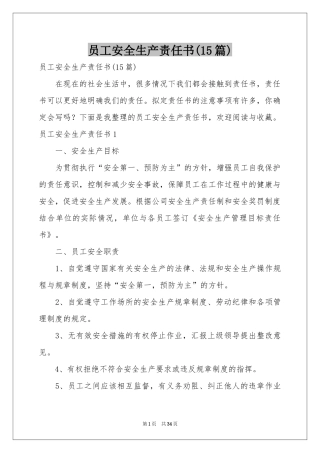 员工安全生产责任书(15篇)