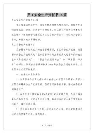 员工安全生产责任书14篇