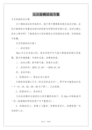 元旦促销活动方案