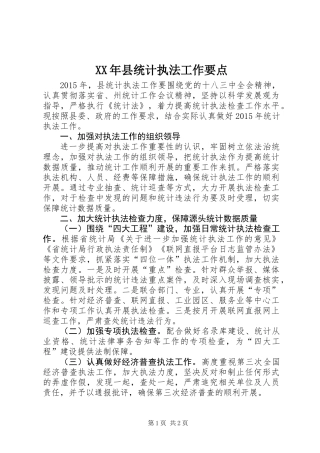 XX年县统计执法工作要点