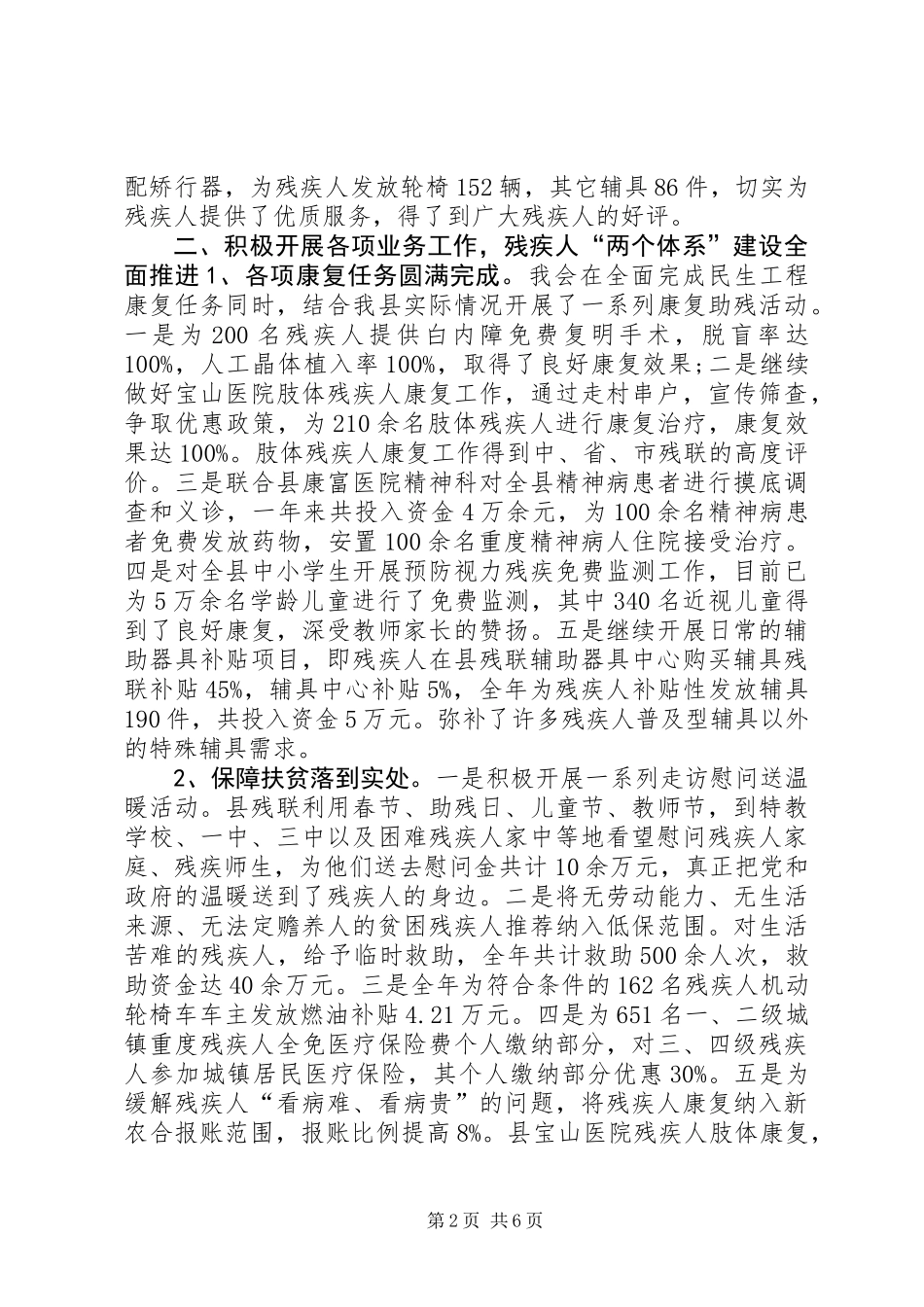 XX年县残联工作总结报告_第2页