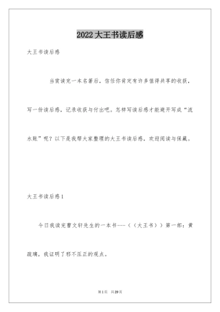 2024大王书读后感