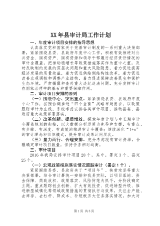 XX年县审计局工作计划