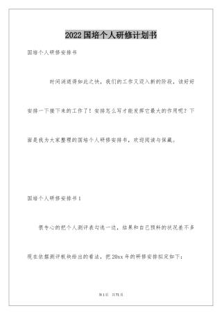 2024国培个人研修计划书