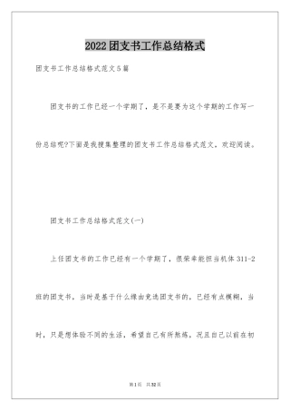 2024团支书工作总结格式