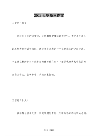 2024天空高三作文