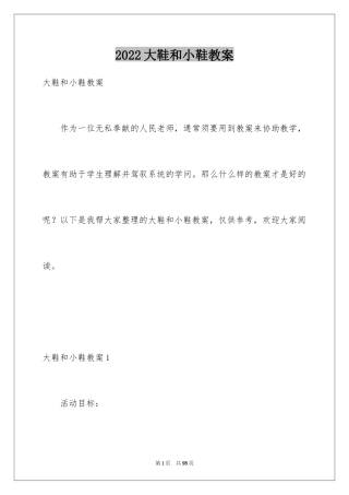 2024大鞋和小鞋教案