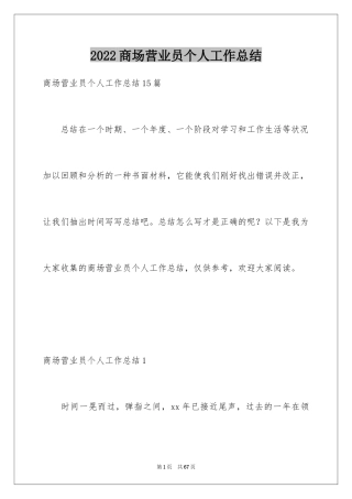 2024商场营业员个人工作总结_2