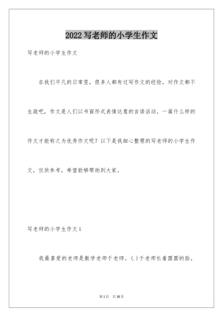 2024写老师的小学生作文