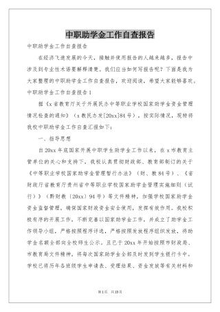 中职助学金工作自查报告