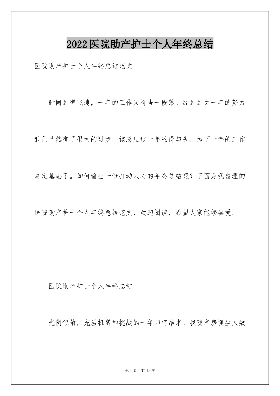 2024医院助产护士个人年终总结_1_第1页