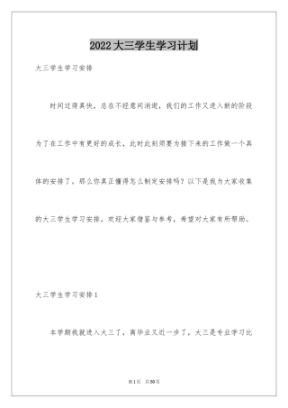 2024大三学生学习计划