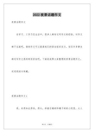 2024夜景话题作文_2