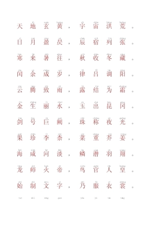 千字文带拼音A完美打印版 