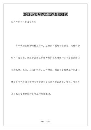 2024公文写作之工作总结格式