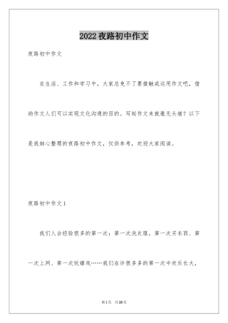 2024夜路初中作文_1