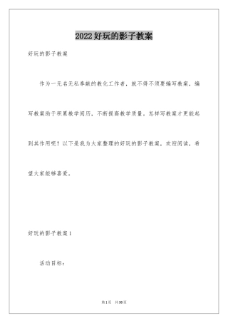 2024好玩的影子教案_1