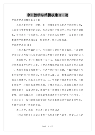 中班教学参考总结模板集合6篇