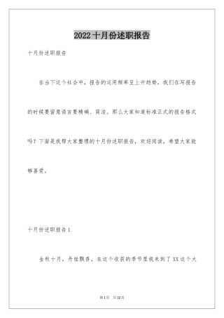 2024十月份述职报告