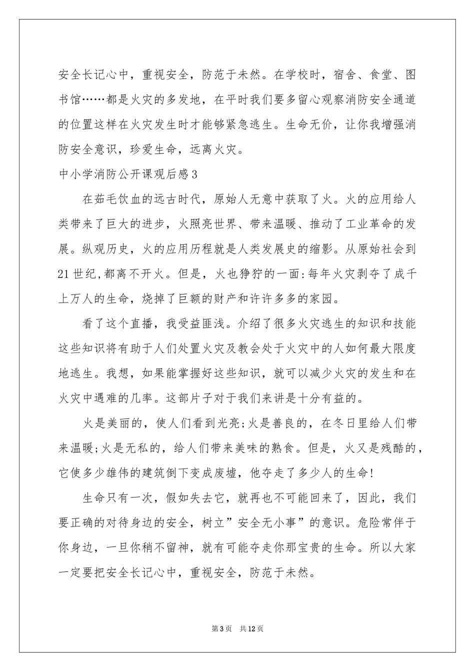 中小学消防公开课观后感集锦12篇_第3页