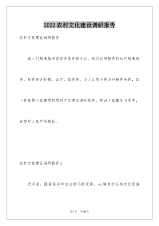 2024农村文化建设调研报告