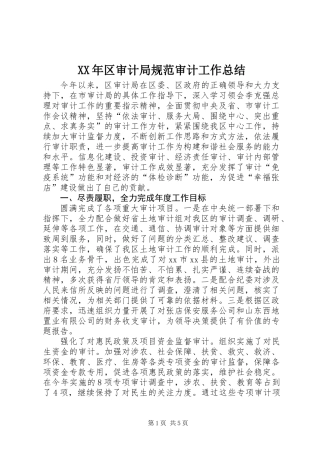 XX年区审计局规范审计工作总结