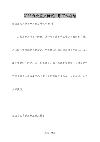 2024办公室文员试用期工作总结_6