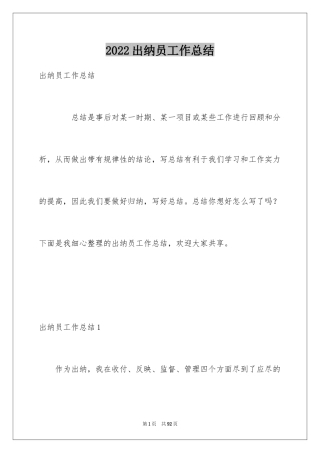 2024出纳员工作总结_2