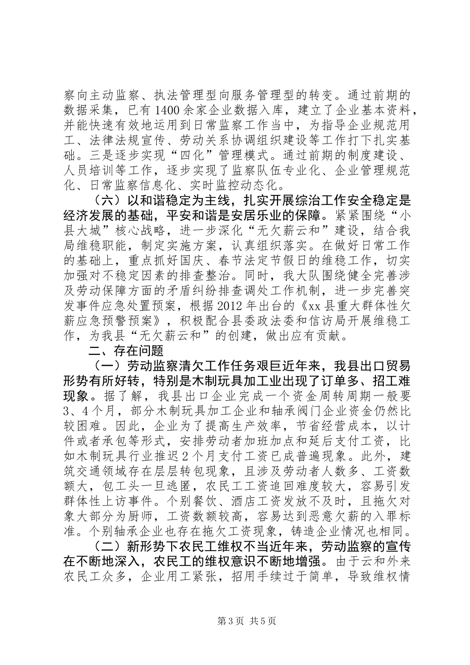 XX年劳动监察大队行政执法工作总结_第3页