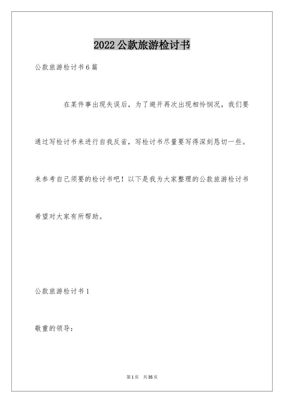 2024公款旅游检讨书_第1页
