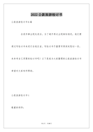 2024公款旅游检讨书