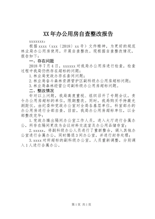 XX年办公用房自查整改报告