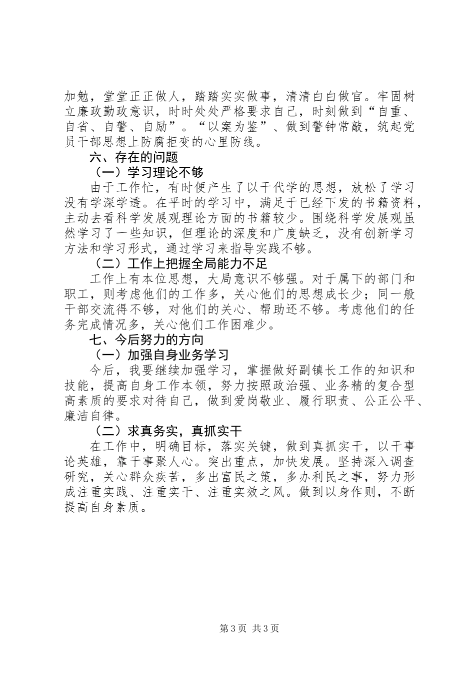 XX年副镇长个人述职述廉报告_第3页