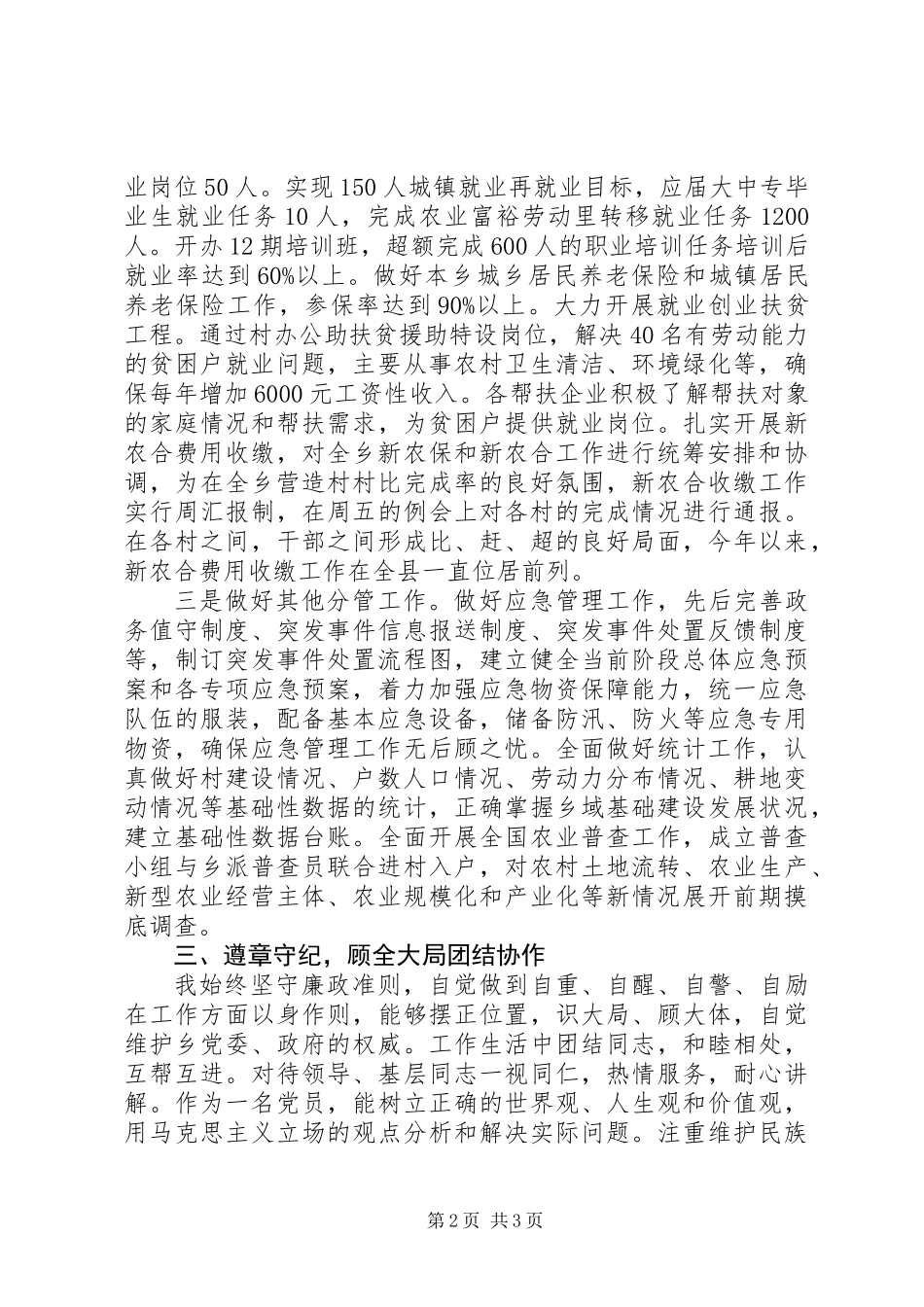 XX年副乡镇述职述廉报告（副乡长）_第2页