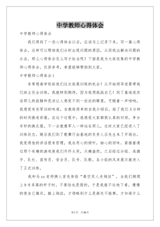 中学教师体会心得