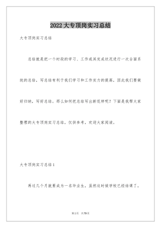 2024大专顶岗实习总结_2