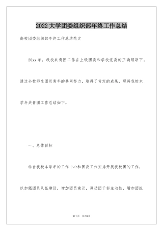 2024大学团委组织部年终工作总结