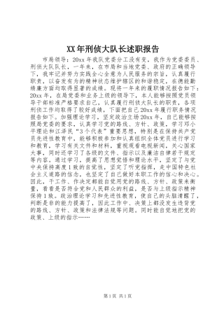 XX年刑侦大队长述职报告
