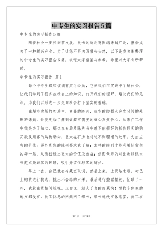 中专生的实习报告5篇