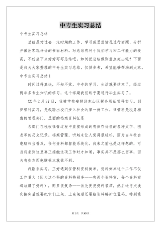 中专生实习参考总结