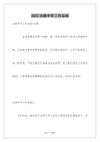 2024出纳半年工作总结_2