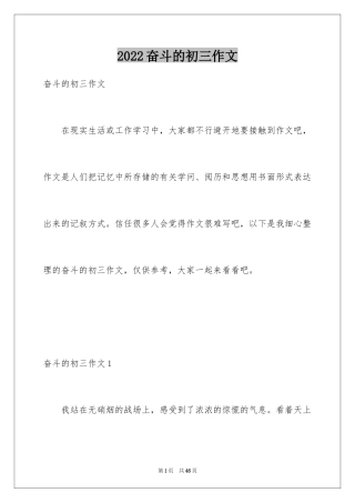 2024奋斗的初三作文