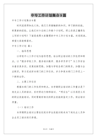 中专工作参考计划集合9篇