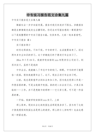 中专实习报告范本合集九篇