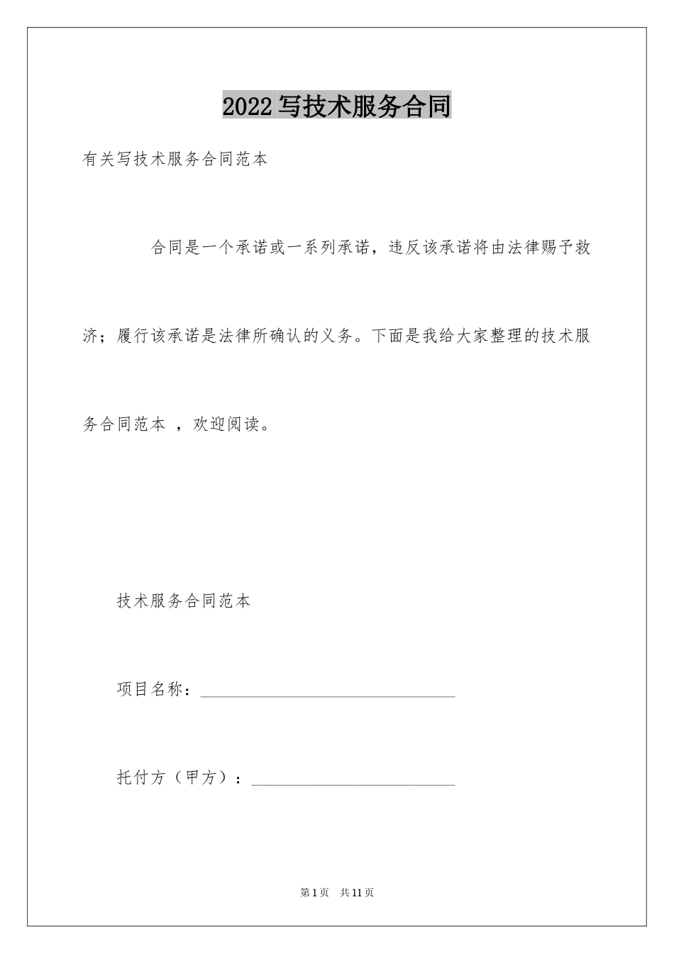 2024写技术服务合同_第1页